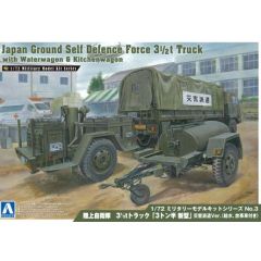 Plastic Kit Aoshima 1/72 JAPAN GROUND SELF DEFENSE FORCE 3 1/2 TON TRUCK WITH WATERWAGON & KITCHENWAGON