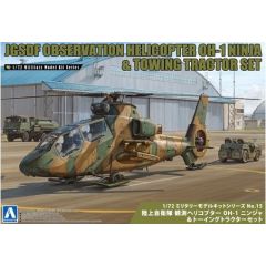 Plastic Kit Aoshima 1/72 JGSDF OBSERVATION HELICOPTER OH-1 NINJA & UTILITY VEHICLES