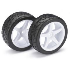 Absima 1:10 Buggy Wheels and Tyres - Street Tyres - White 5 Spoke Front Wheels - Pair (2)