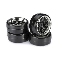Absima 1:10 Drift Wheel Set - Profile B Tyres - LP Comb Black Wheels (4 Set)