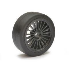 Absima 1:10 On Road Wheel Set - Slick Tyres - 15 Spoke Black Wheels (4 Set)