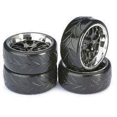 Absima Mesh Wheels with Profile A Drift Tyres Black/Chrome 4pcs