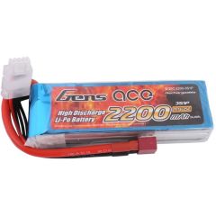 Gens ace 2200mAh 25C 3S 11.1V LiPo Battery Pack with Deans 