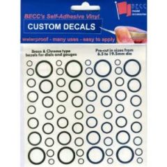 BECC Vinyl Decals - Bezels for Dials & Gauges - Various Sizes
