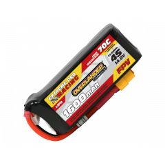 1600mAh 4S 14.8v 70C FPV Lipo Battery with XT60 Connector - High Discharge