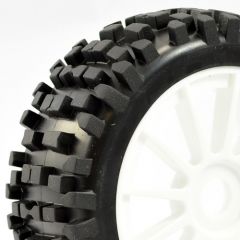 FASTRAX 1/8TH PREMOUNTED BUGGY TYRES  ROCK-BLOCK/12 SPOKE 