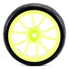 FASTRAX 1/10 STREET/TREAD TYRE 10SP NEON YELLOW WHEEL