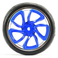 FASTRAX 1/10 STREET/TREAD TYRE TRI-5 BLUE/CHROME WHEEL