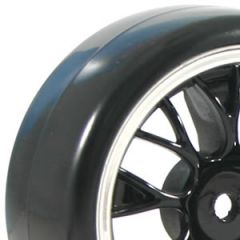 FASTRAX 1/10 STREET/DRIFT YSP BLACK/CHROME WHEEL & V2 TYRE