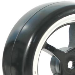 FASTRAX 1/10 STREET/DRIFT 5SP BLACK/CHROME WHEEL & V2 TYRE