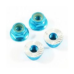 M4 BLUE SERRATED ALUMINIUM LOCKNUTS 4pcs