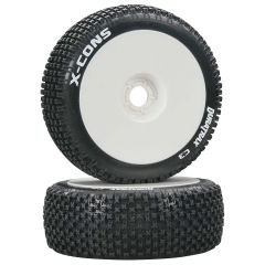 X-Cons 1/8 Buggy Tire C3 Mounted White (2)