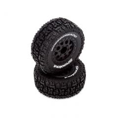 FR/R Tire Prmnt Blk Whl (2):1:10 2wd/4wd Torment