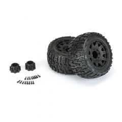 1/8 Trencher LP F/R 3.8 MT Tires Mounted 17mm Blk Raid (2)