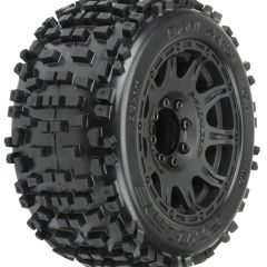 1/8 Badlands F/R 3.8 MT Tires Mounted 17mm Blk Raid (2)