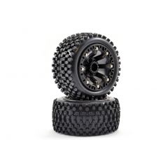 FASTRAX 1:16 STINGER MOUNTED 8-SP BLACK (REVO/SUMM/SAV XS ) WHEELS & TYRES 