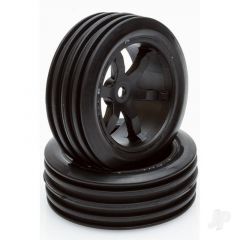 Helion 1:12 76mm Black Wheels/Tyres 29mm Width (12mm Hex) Pair(box 47)