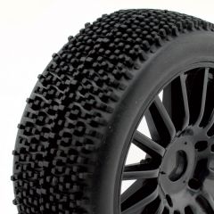Rocket 1/8th pre-glued buggy tyres on black spoked wheels pair)