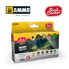 Ammo by Mig Jimenez Rail Center Vegetation Paint Set MIGR1021