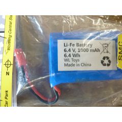 WL Toys Li-Fe 6.4v 1000mAh 2 Cell Battery 