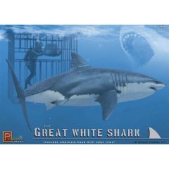 Great White Shark with Diver in Cage 1:18