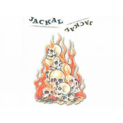 Jackal 00017 Flaming Skulls Hood Sticker