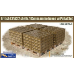 GECKO MODELS 35GM0020 1/35 British L31A3 2 shells 105mm ammo boxes w/Pallet Set NEW Plastic Kit