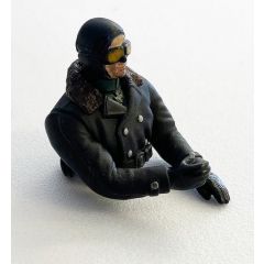 Microaces Unpainted 3D Printed Pilot - 1/20th Scale - Goggles on- German