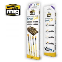 Ammo by Mig Jimenez STREAKING AND VERTICAL SURFACES BRUSH SET