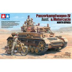 Tamiya 1/35 Panzerkampfwagen IV Ausf F & Motorcycle Set North Africa 25208