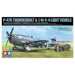 Tamiya 1/48 P-47D Thunderbolt Bubbletop W/1/4-Ton 4X4 Light Vehicle 25214