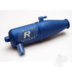 Tuned pipe Resonator R.O.A.R. legal blue-anodized (Aluminium single chamber) (fits Jato N. Rustler N. 4-Tec with TRX Racing Engines)