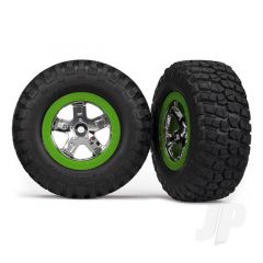 Tyres & Wheels assembled glued (SCT chrome green beadlock wheel BFGoodrich Mud-Terrain T / A KM2 Tyre foam inserts) (2pcs) (2WD front only)