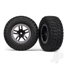 Tyres & Wheels assembled glued (SCT Split-Spoke black satin chrome beadlock wheels BFGoodrich Mud-Terrain T / A KM2 Tyre foam inserts) (2pcs) (4WD front & rear 2WD rear)