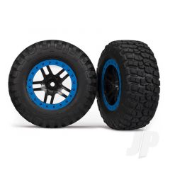 Tyre & Wheel Assembly glued (SCT Split-Spoke black blue beadlock wheels BFGoodrich Mud-Terrain T / A KM2 Tyre inserts) (2pcs) (4WD front & rear 2WD rear)