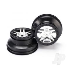 Wheels SCT Split-Spoke satin chrome black beadlock style dual profile (2.2in outer 3.0in inner) (front & rear) (2pcs)