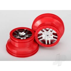 Wheels SCT Split-Spoke chrome red beadlock style dual profile (2.2in outer 3.0in inner) (front & rear) (2pcs)