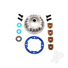 Housing center Differential (Aluminium) / x-ring gaskets (2pcs) / ring gear gasket / bushings (2pcs) / 5x10x0.5mm PTFE-coated washers (2pcs) / 2.5x8 CCS (4pcs)