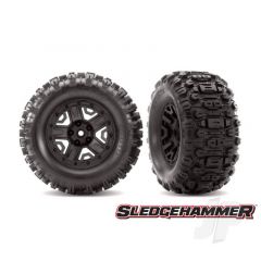 Tyres & Wheels assembled glued (black 2.8in wheels Sledgehammer Tyres foam inserts) (2pcs) (TSM rated)