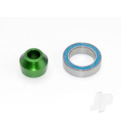 Bearing adapter 6061-T6 aluminium (green-anodized) (1pc) / 10x15x4mm ball bearing (black rubber sealed) (1pc) (for slipper shaft)