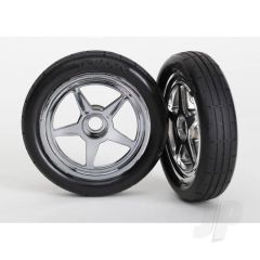 Tyres & Wheels assembled glued (5-spoke chrome wheels Tyres foam inserts) (front) (2pcs)