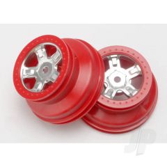 Wheels SCT satin chrome red beadlock style dual profile (1.8in inner 1.4in outer) (2pcs)