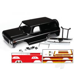 Body Ford Bronco complete (black) (includes front and rear bumpers push bar rear body mount grille side mirrors door handles windshield wipers spare Tyre mount red and sunset decals) (requires #8072 inner fenders)