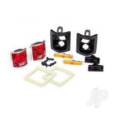 Tail lights left & right (assembled) / tail light retainers left & right / side marker lights (assembled) (2pcs) / side marker retainers (2pcs) / mounting tape (2pcs) / 1.6x5 BCS (self-tapping) (4pcs) / 2.6x8 BCS (2pcs) (fits #8130 body)