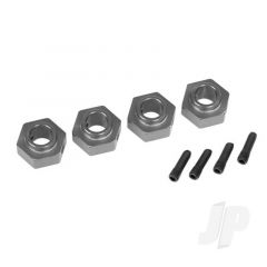 Wheel hubs 12mm hex 6061-T6 aluminium (charcoal grey-anodized) (4pcs) / screw pin (4pcs)