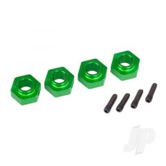 Wheel hubs 12mm hex 6061-T6 aluminium (green-anodized) (4pcs) / screw pin (4pcs)