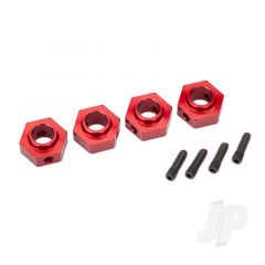 Wheel hubs 12mm hex 6061-T6 aluminium (red-anodized) (4pcs) / screw pin (4pcs)