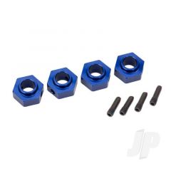 Wheel hubs 12mm hex 6061-T6 aluminium (blue-anodized) (4pcs) / screw pin (4pcs)