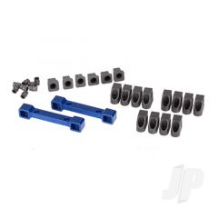 Mounts suspension arms aluminium (blue-anodized) (front & rear) / hinge pin retainers (12pcs) / inserts (6pcs)