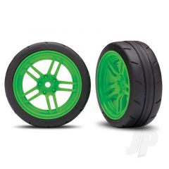 Tyres & Wheels assembled glued (split-spoke green wheels 1.9in Response Tyres) (front) (2pcs) (VXL rated)